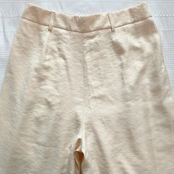 NWT VIA BOVIO MADE IN ITALY GLITTER IVORY CREAM PINKISH HIGH RISE WIDE LEG PANTS - Picture 7 of 8
